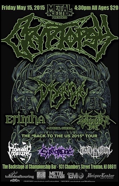 Flyer or poster for a Subterfuge show with Cryptopsy